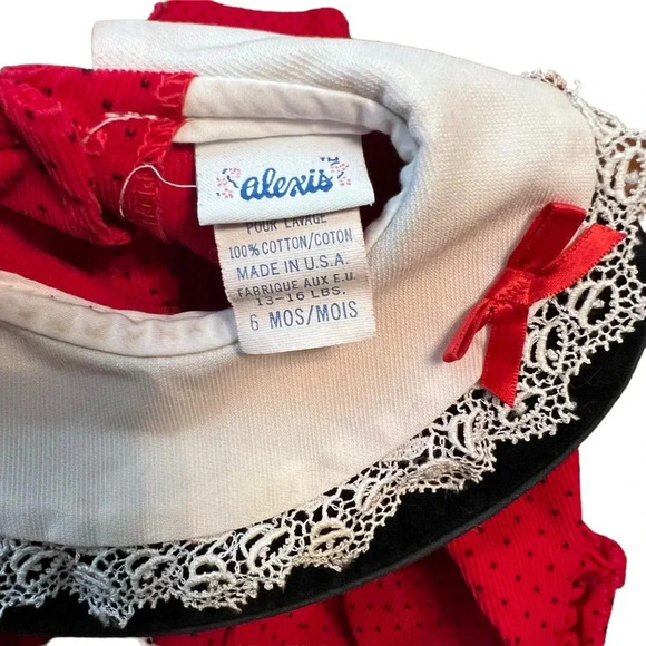 Vintage Alexis Polka Dot One Piece Collared Christmas Outfit Six Months - Picture 2 of 6